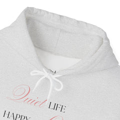Less Noise, More Joy – The Quiet Life Happy Life Hoodie 2